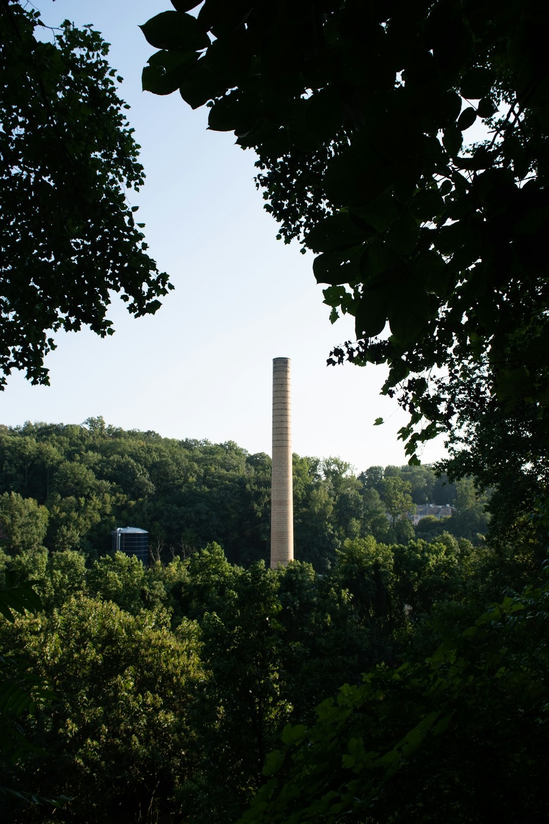 Historical Bancroft mills production industry factory smoke stack located in Wilmington Delaware at alapocas state park